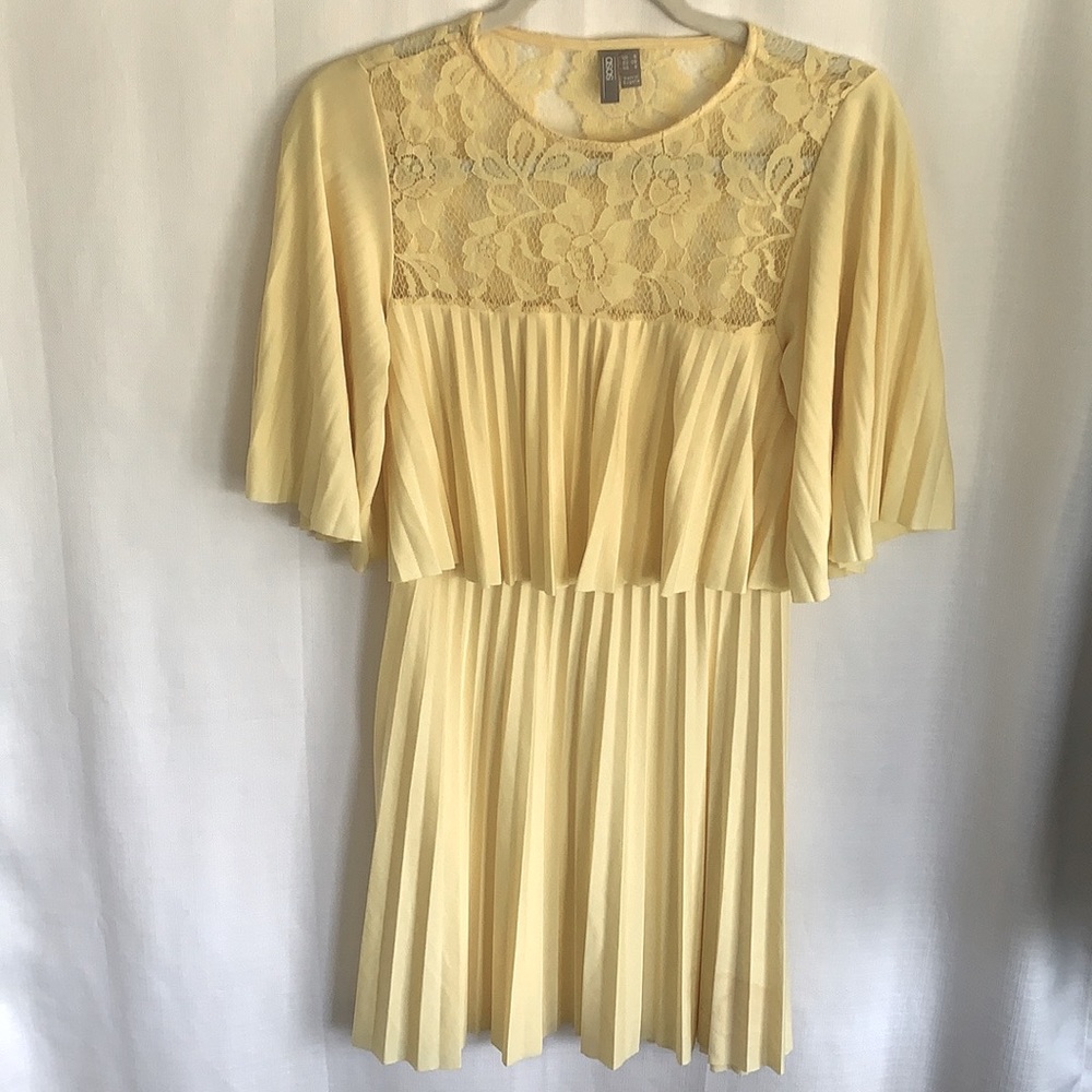 Yellow crop top mini dress with lace backing
